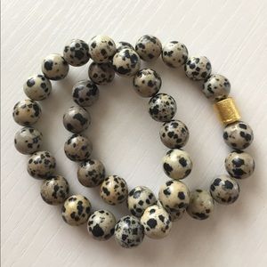 2 - black and white mala bracelets 10mm beads