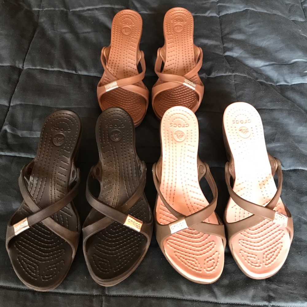 3 pairs Crocs cross-cross heels