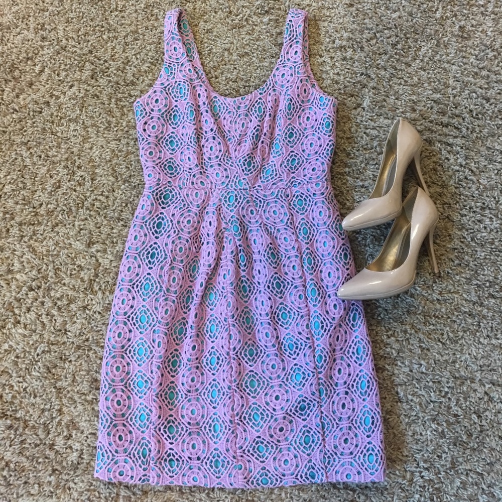Dusty pink and teal dress by Tracy Reese