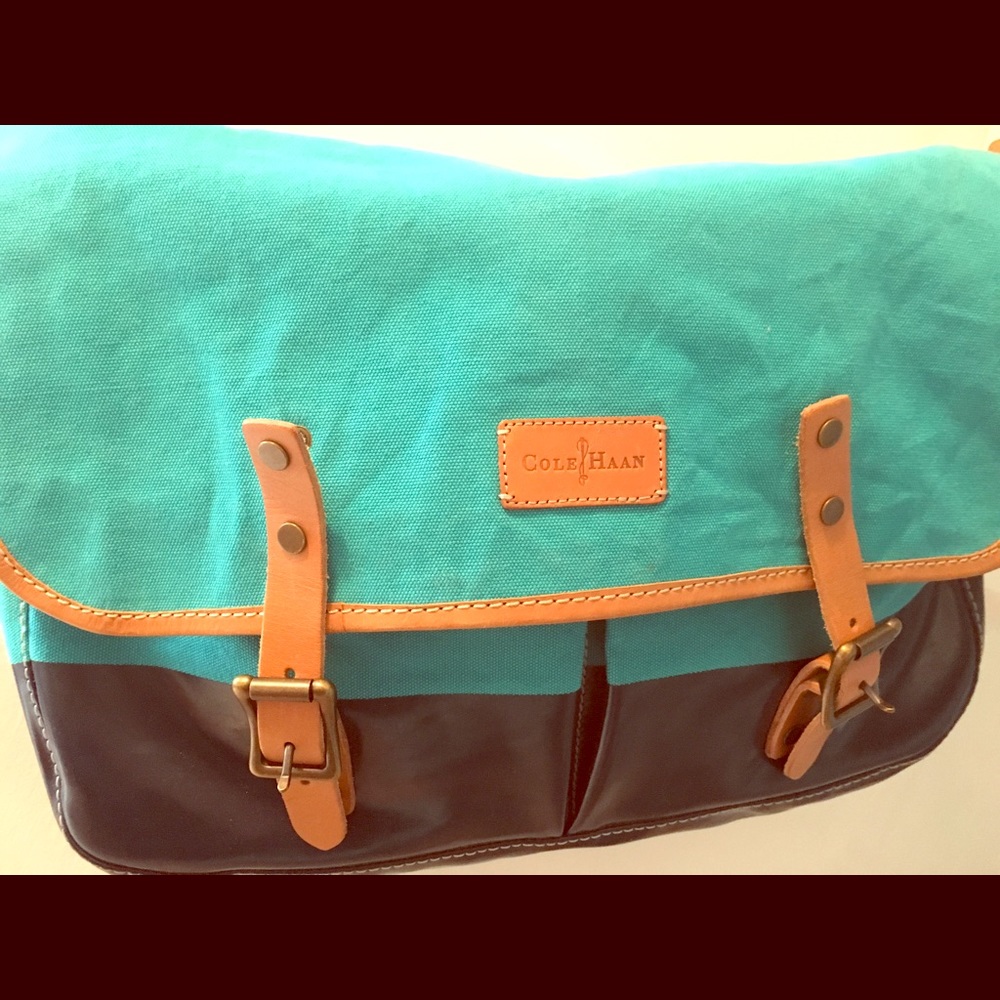 Cole Haan Meesenger/Laptop Bag Turquoise and Navy