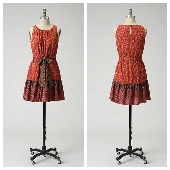 Anthropologie Dresses & Skirts - Anna Sui for Anthropology Fiery Tiers Silk Dress