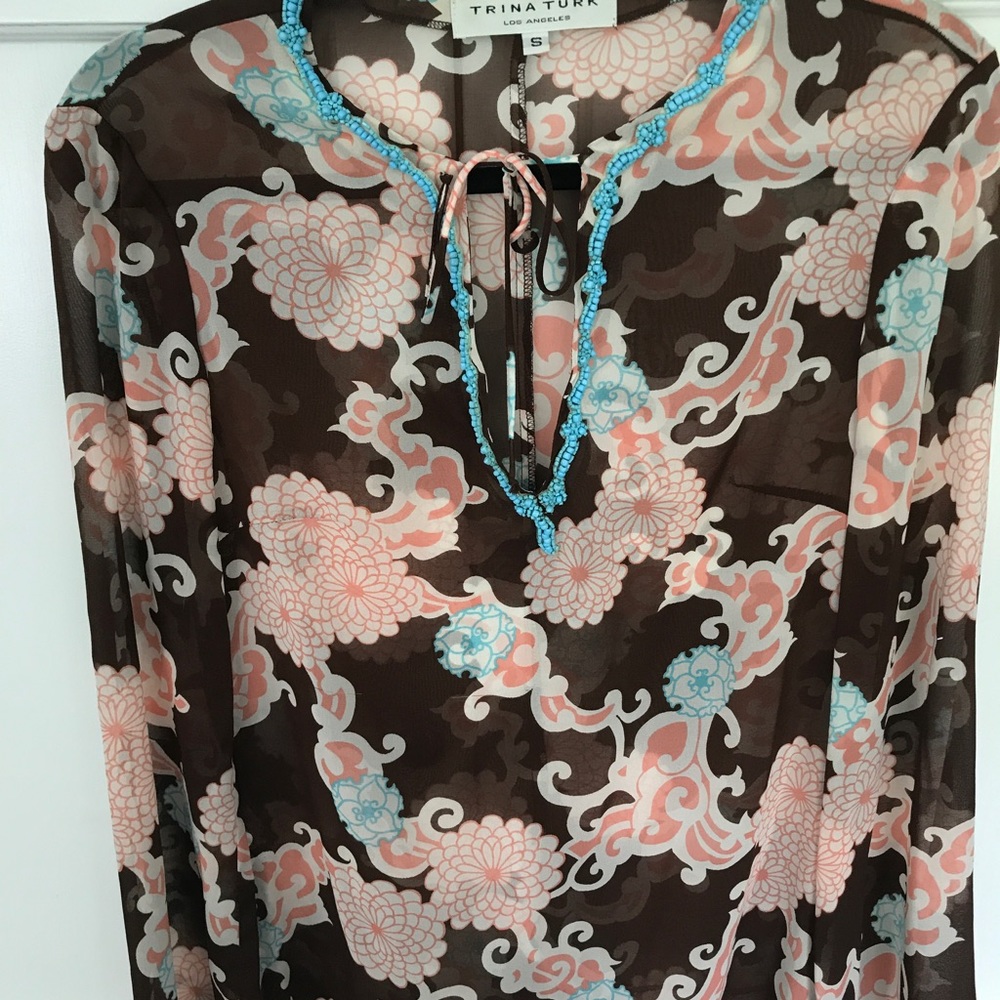 Trina Turk turquoise bead tunic . Size small
