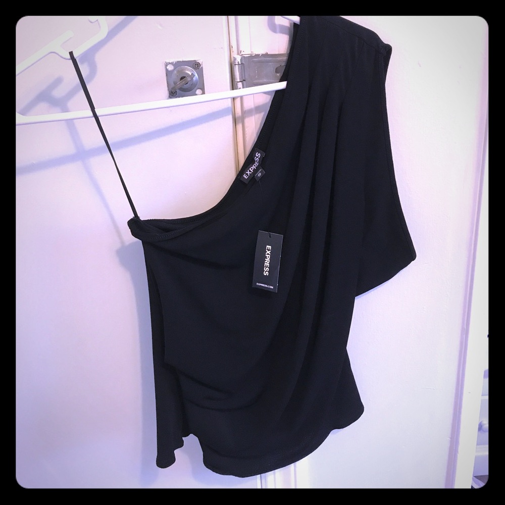 Black one shoulder top