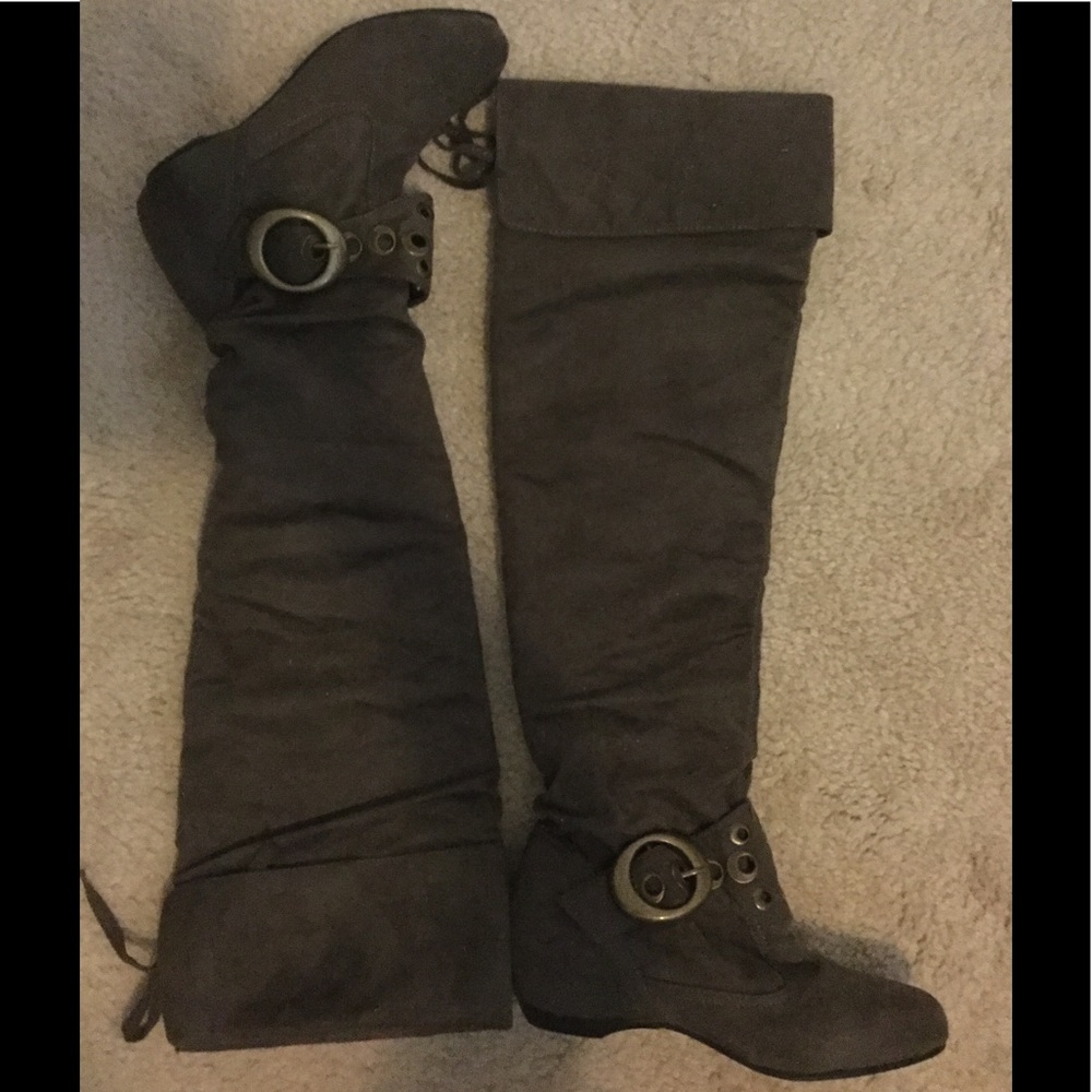 Over the knee suede boots