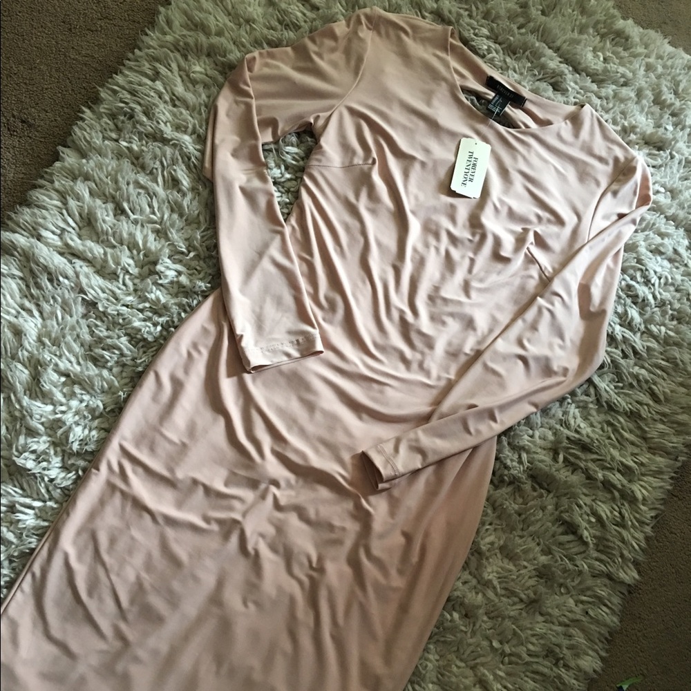 Blush Lace-Up Back Longsleeve Dress