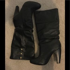 Black high heel slouchy boots