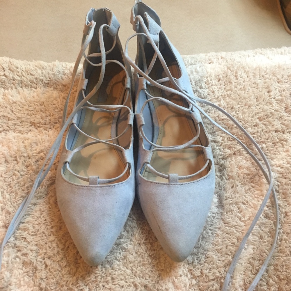 Blue lace up flats