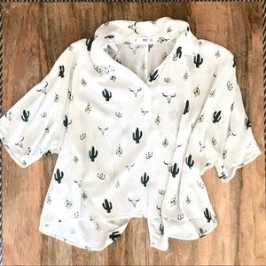Cactus Print Boxy Button Up