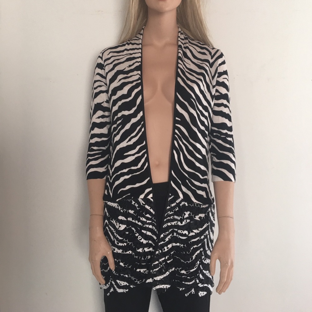 Great Chico's Lt. Wt. Zebra Print Jacket/Sweater