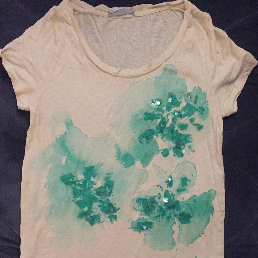 J. Crew Sequin Accent Floral Tee