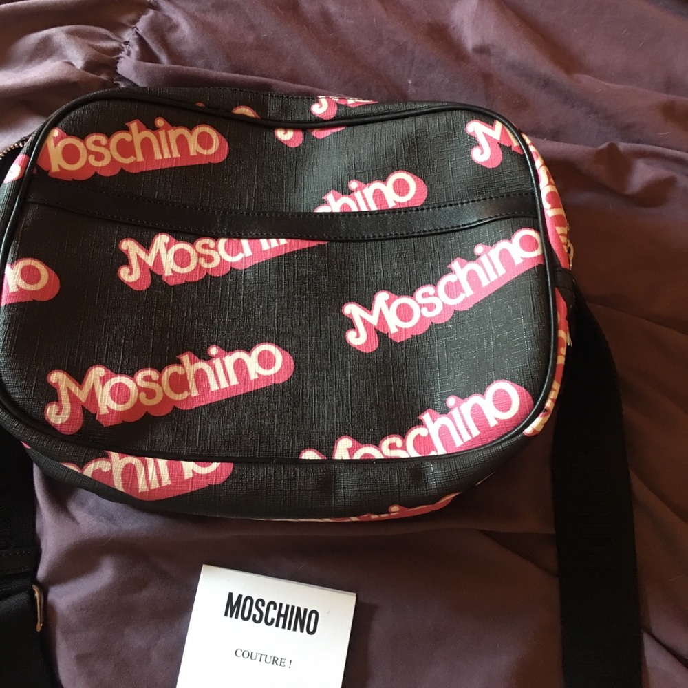 Moschino Couture Barbie Black Pink Logo Crossbody