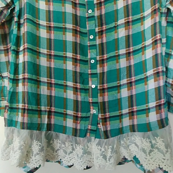 NWT PLAID AND LACE BUTTON TUNIC\MINI DRESS SIZE XL - Picture 5 of 8
