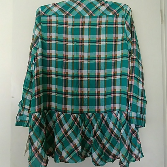 NWT PLAID AND LACE BUTTON TUNIC\MINI DRESS SIZE XL - Picture 7 of 8
