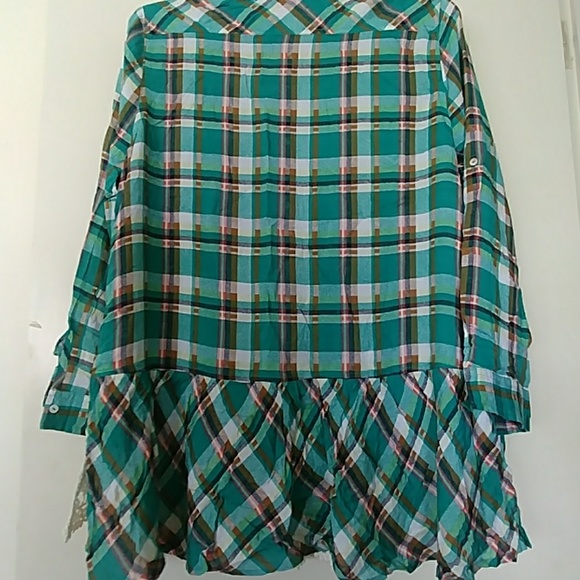 NWT PLAID AND LACE BUTTON TUNIC\MINI DRESS SIZE XL - Picture 8 of 8