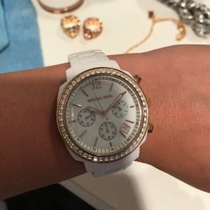 Michael Kors white and gold watch! Like New!