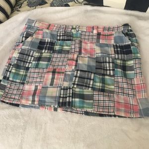 Preppy pink & navy plaid mini