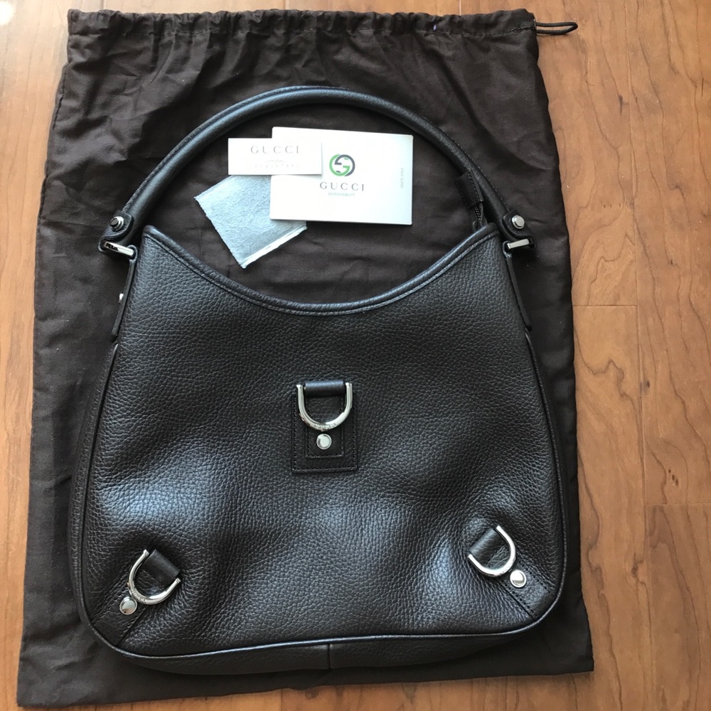 New! Auth Gucci Abbey D Ring leather hobo bag!