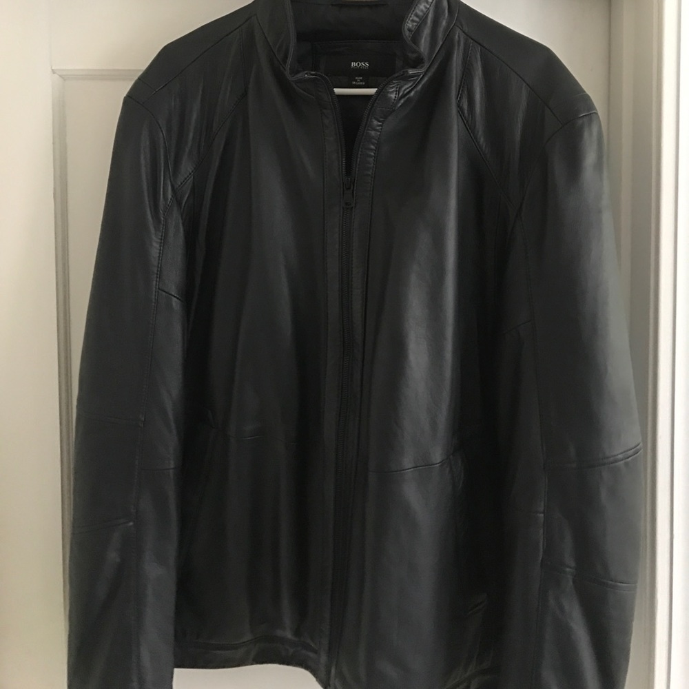 Hugo BOSS drum dyed lamb leather jacket