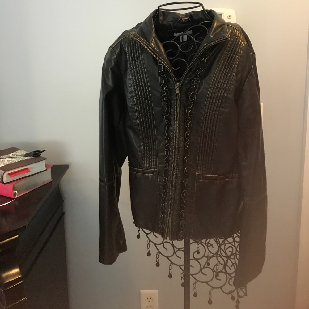 Black faux leather