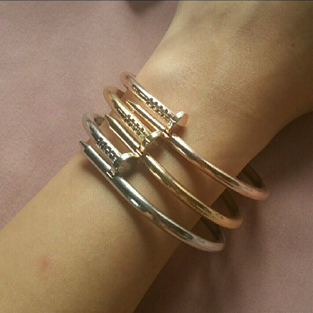 Juste Un Clou nail bracelet oval rose gold silver