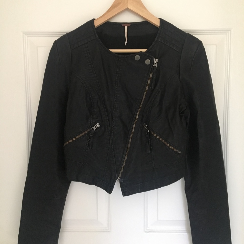 Free People Leather Jacket - Black