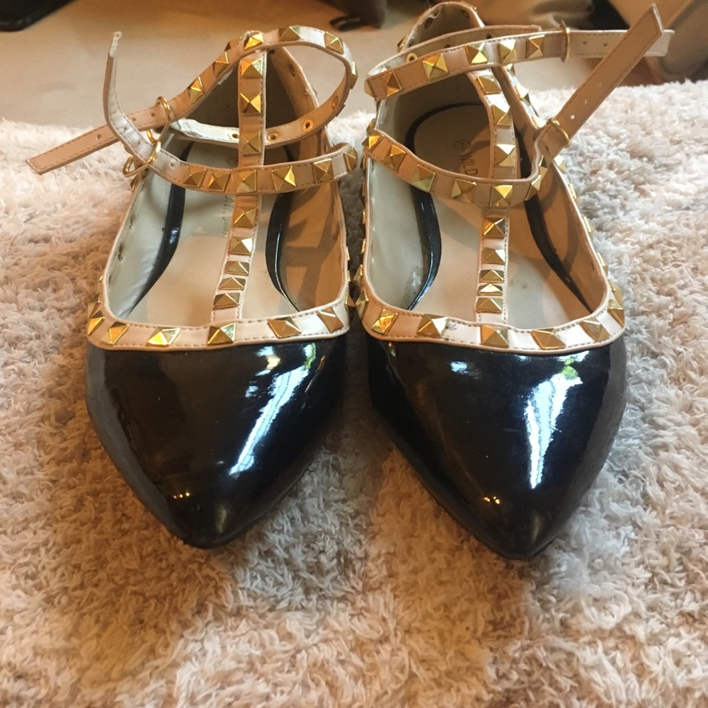 Black Studded Flats
