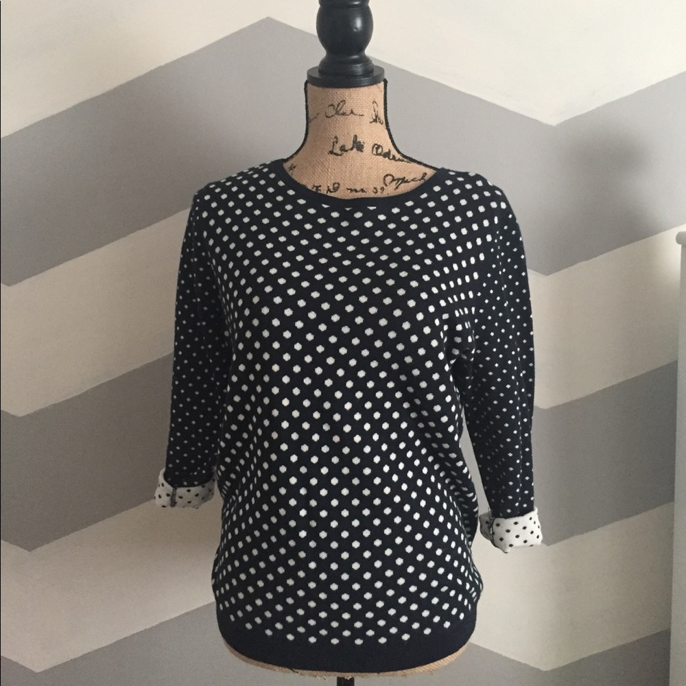 Black and white polka dotted sweater loft