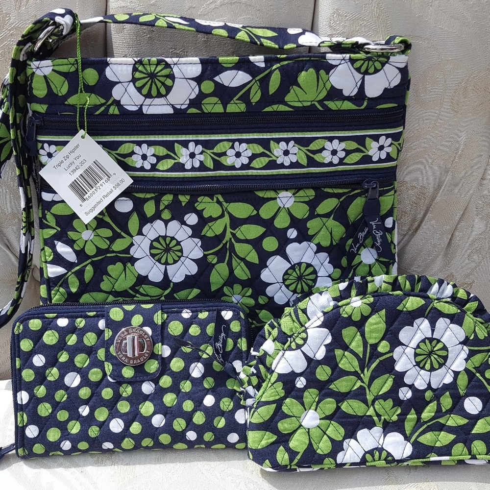 Vera Bradley lucky you triple zip hipster set