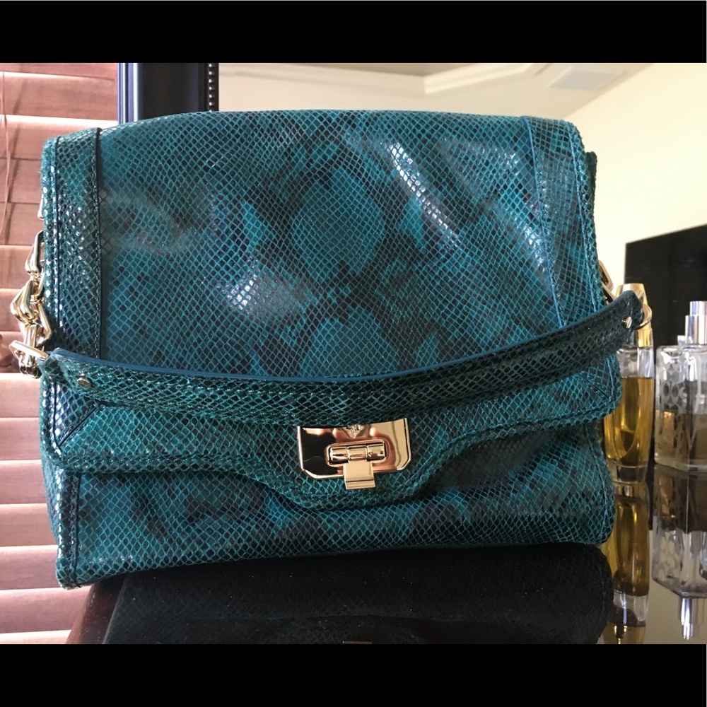 Cole Haan Jenna Shoulder bag in Snakeskin Teal!