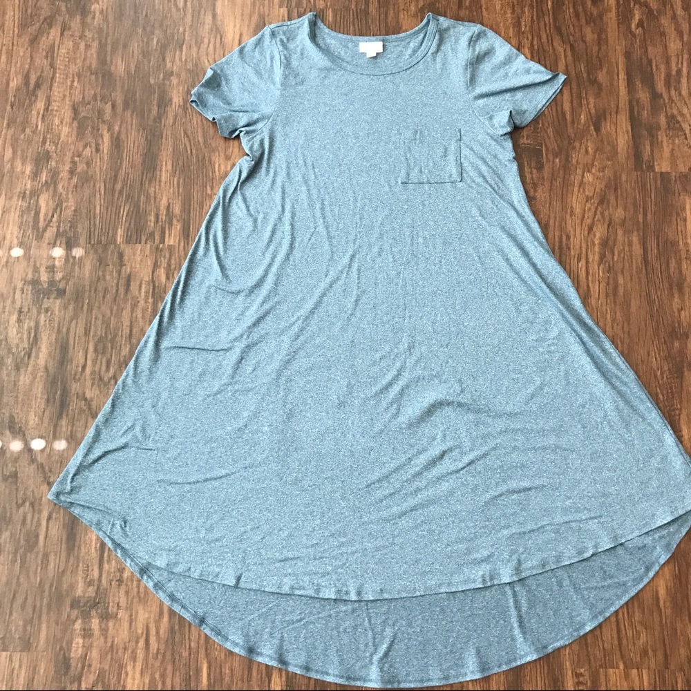 Lularoe solid blue gray Carly dress S
