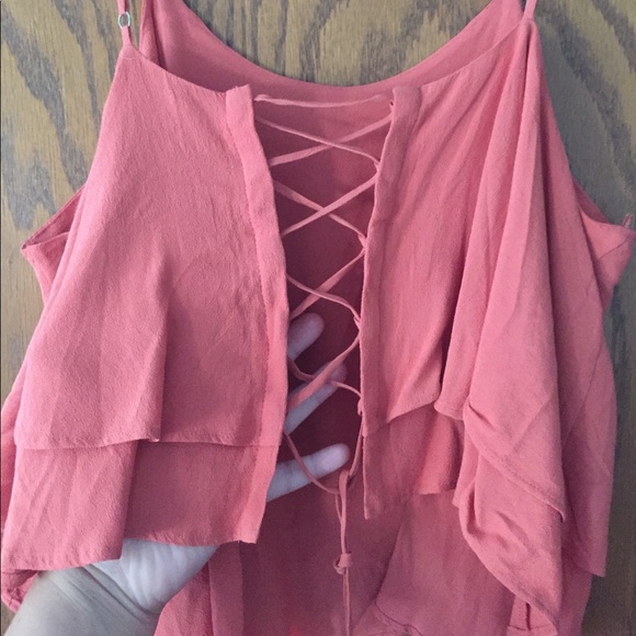 Flowy crop top with lace up back - Picture 2 of 2