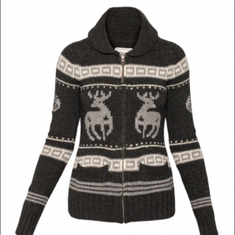 Aritzia TNA Lambswool Shawl Sweater in New Deer