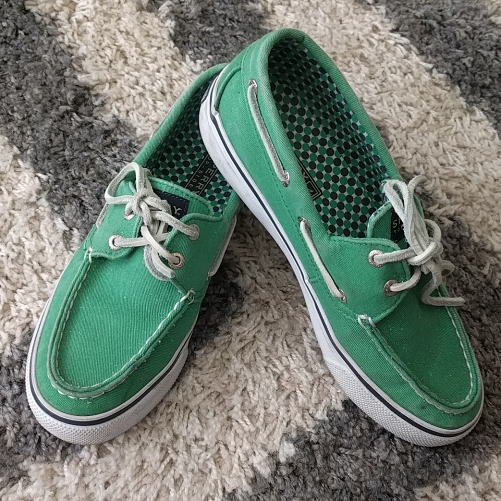 Green Sperry Top-sider size 5.5