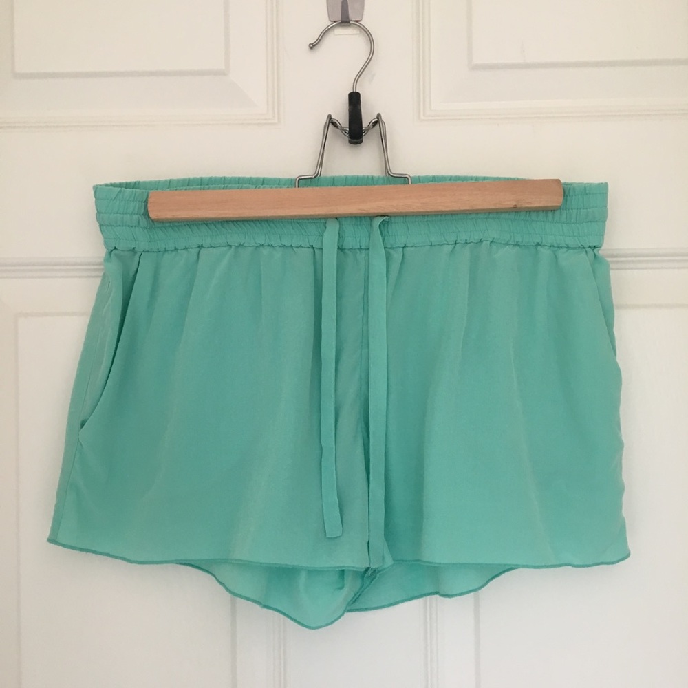 Aritzia Wilfred 100% Silk Shorts - Teal
