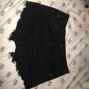 High waisted black american eagle shorts