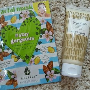 ORIGINS body wash w/ botanic fiber facial mask