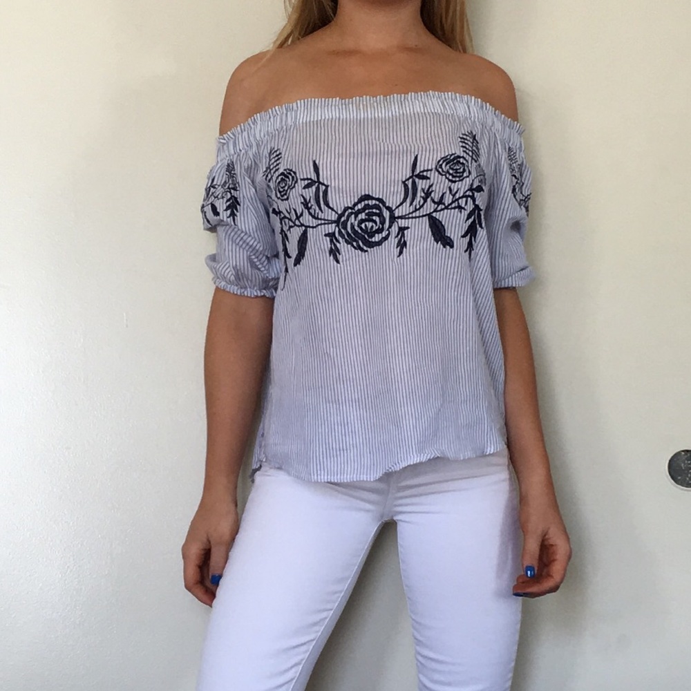 ❤️Bluebell striped off the shoulder top blouse