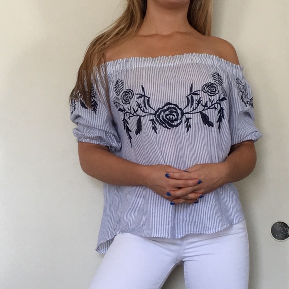 ❤️Bluebell striped off the shoulder top blouse - Picture 2 of 3