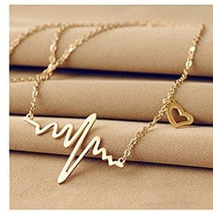 Womens gold EKG necklace