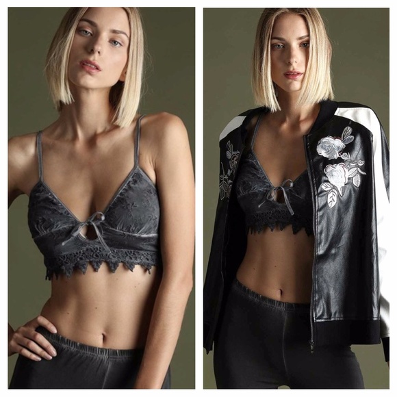 Charcoal Embroidered Bralette - Picture 2 of 4