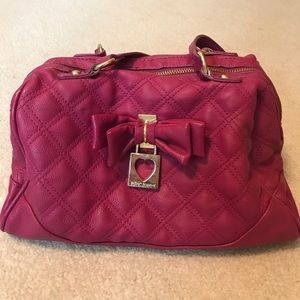 Betsey Johnson Raspberry Quilted Leather purse