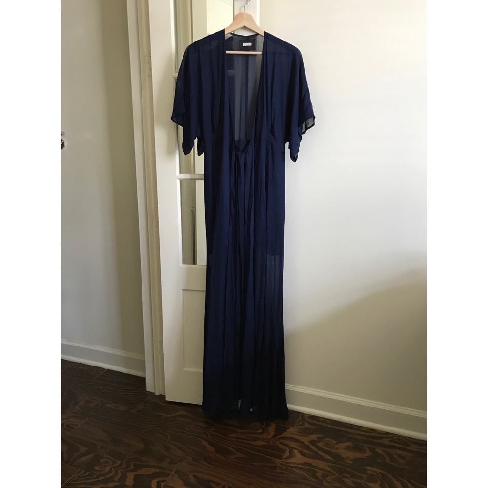 Floor-length wrap dress with garment bag