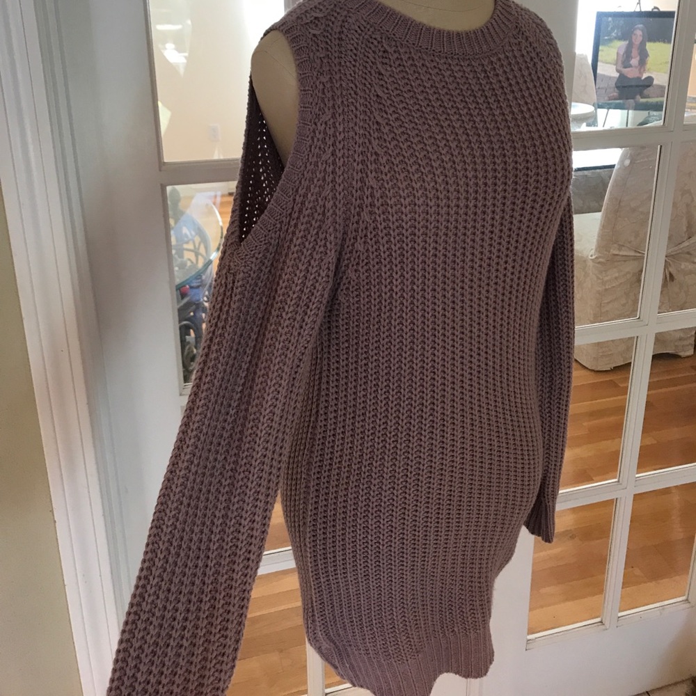 Purple bear shoulder sweater dress
