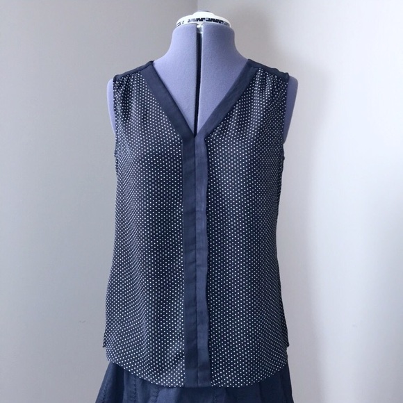 Banana Republic Tops - BR Petite Black White Polka Dot Sleeveless Blouse