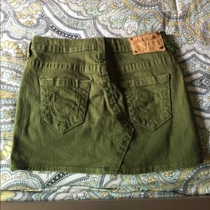 Army green denim mini skirt