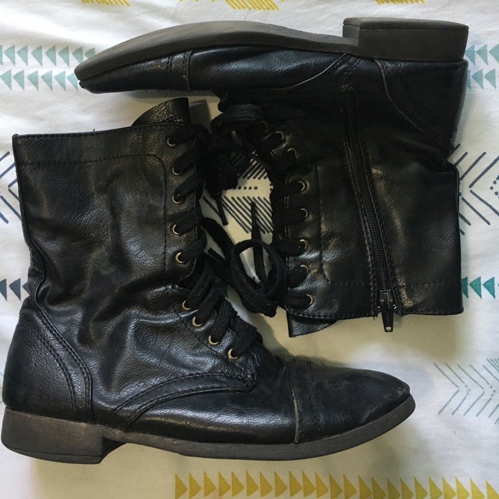 Black combat boots