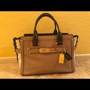 Coach Swagger color Block/Python Embossed Leather