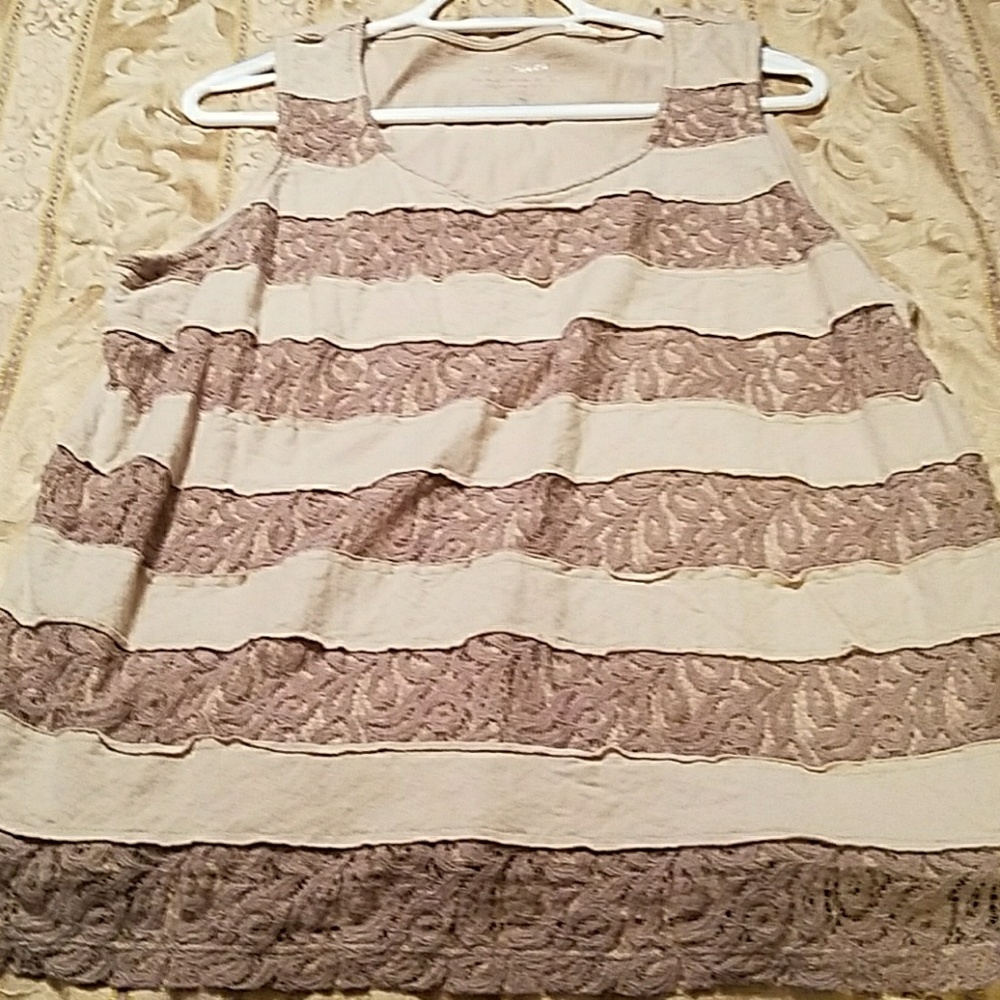 Tan with lace insert tank