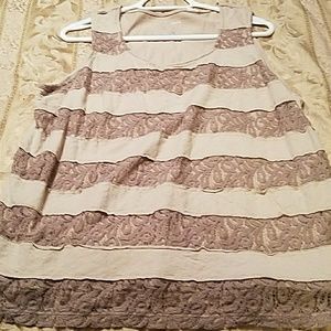 Tan with lace insert tank