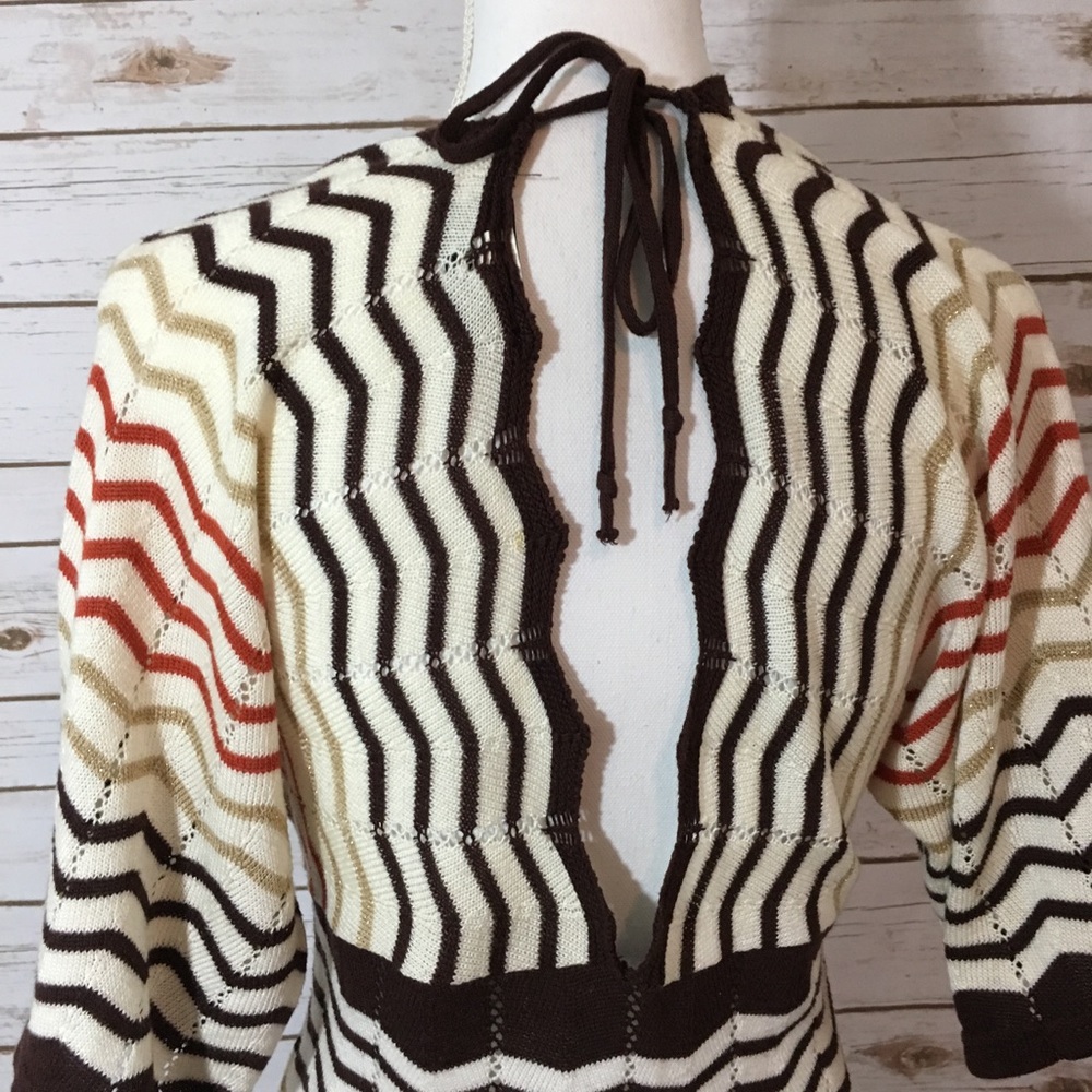 Retro Mod 70s Orange & Brown Sweater Top